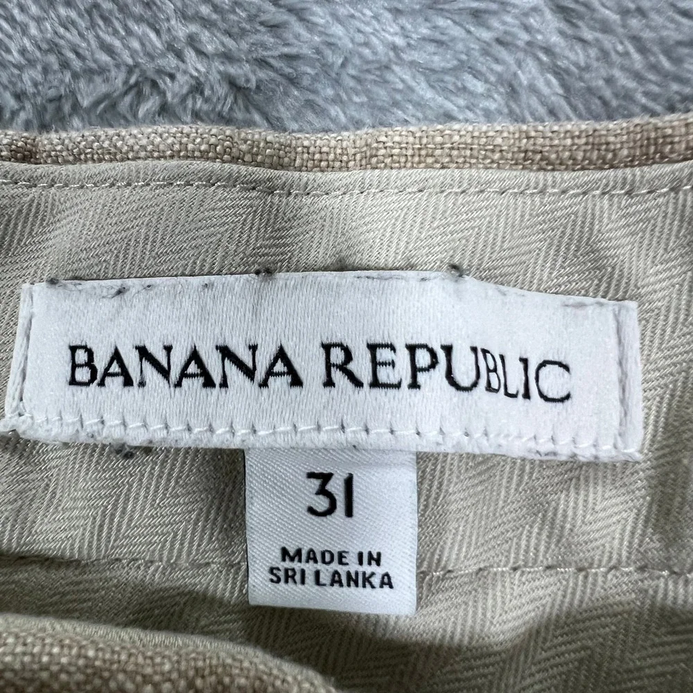 BANANA REPUBLIC Linen Shorts Mens 31 Beige 6in Inseam Flat Front 649162